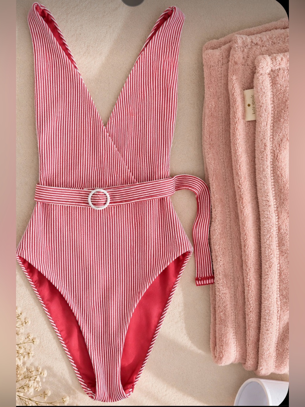 ONIA Striped Halter One Piece Swimsuit Size S | Luxe Resort Swimwear | Worn Once